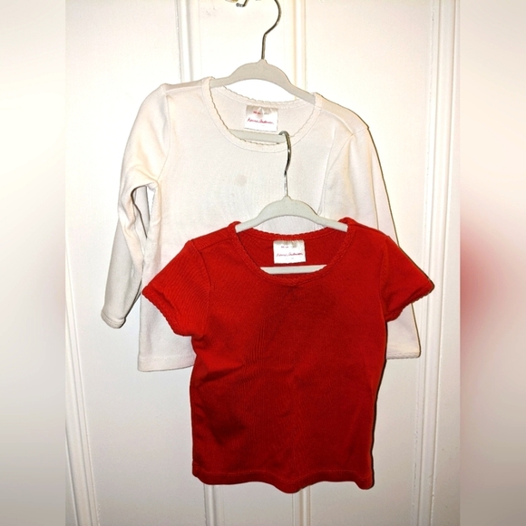 Hanna Andersson bright basics t shirts red and white Short Sleeve Long Sleeve - Picture 1 of 3